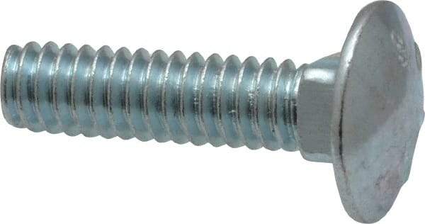 Value Collection - 1/4-20 UNC 1" Length Under Head, Standard Square Neck, Carriage Bolt - Grade 2 Steel, Zinc-Plated Finish - USA Tool & Supply