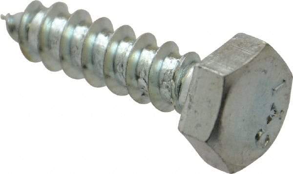 Value Collection - 1/4" Screw, 1" Length Under Head, Steel, Hex Head Lag Screw - Zinc Plated, Grade 2 - USA Tool & Supply
