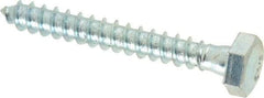 Value Collection - 1/4" Screw, 2" Length Under Head, Steel, Hex Head Lag Screw - Zinc Plated, Grade 2 - USA Tool & Supply