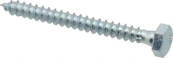 Value Collection - 1/4" Screw, 2-1/2" Length Under Head, Steel, Hex Head Lag Screw - Zinc Plated, Grade 2 - USA Tool & Supply