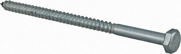 Value Collection - 1/4" Screw, 4-1/2" Length Under Head, Steel, Hex Head Lag Screw - Zinc Plated, Grade 2 - USA Tool & Supply