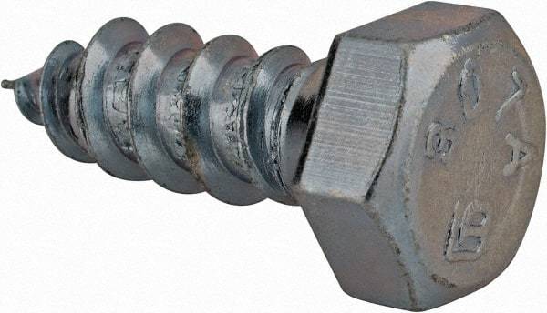 Value Collection - 3/8" Screw, 1" Length Under Head, Steel, Hex Head Lag Screw - Zinc Plated, Grade 2 - USA Tool & Supply