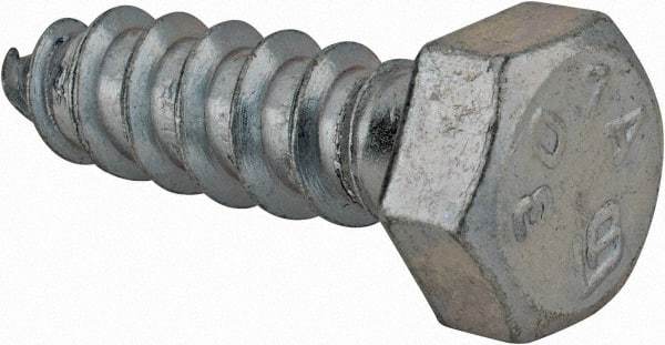 Value Collection - 3/8" Screw, 1-1/4" Length Under Head, Steel, Hex Head Lag Screw - Zinc Plated, Grade 2 - USA Tool & Supply