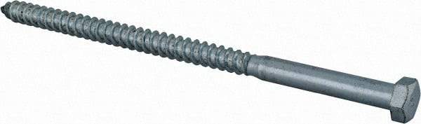 Value Collection - 3/8" Screw, 7" Length Under Head, Steel, Hex Head Lag Screw - Zinc Plated, Grade 2 - USA Tool & Supply