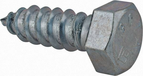 Value Collection - 1/2" Screw, 1-1/2" Length Under Head, Steel, Hex Head Lag Screw - Zinc Plated, Grade 2 - USA Tool & Supply