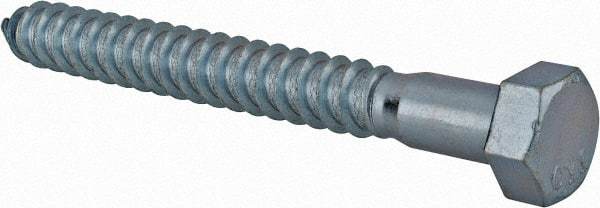 Value Collection - 1/2" Screw, 4-1/2" Length Under Head, Steel, Hex Head Lag Screw - Zinc Plated, Grade 2 - USA Tool & Supply