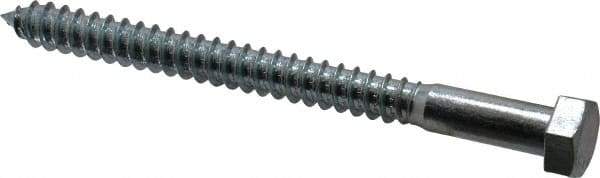 Value Collection - 1/2" Screw, 6" Length Under Head, Steel, Hex Head Lag Screw - Zinc Plated, Grade 2 - USA Tool & Supply