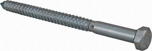 Value Collection - 1/2" Screw, 7" Length Under Head, Steel, Hex Head Lag Screw - Zinc Plated, Grade 2 - USA Tool & Supply