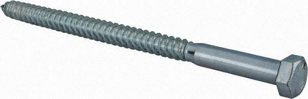 Value Collection - 1/2" Screw, 8" Length Under Head, Steel, Hex Head Lag Screw - Zinc Plated, Grade 2 - USA Tool & Supply