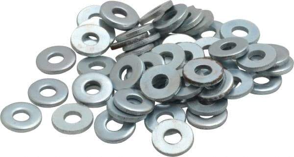 Value Collection - #6 Screw, Steel SAE Flat Washer - 5/32" ID x 3/8" OD, 0.036" Thick, Zinc-Plated Finish - USA Tool & Supply