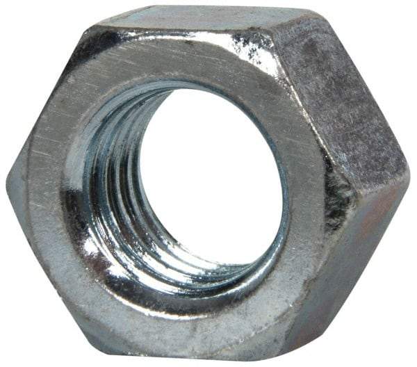 Value Collection - 1/2-13 UNC Steel Right Hand Hex Nut - 3/4" Across Flats, 7/16" High, Zinc-Plated Finish - USA Tool & Supply
