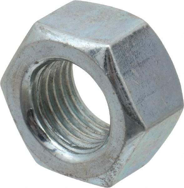 Value Collection - 7/16-20 UNF Steel Right Hand Hex Nut - 11/16" Across Flats, 3/8" High, Zinc-Plated Finish - USA Tool & Supply