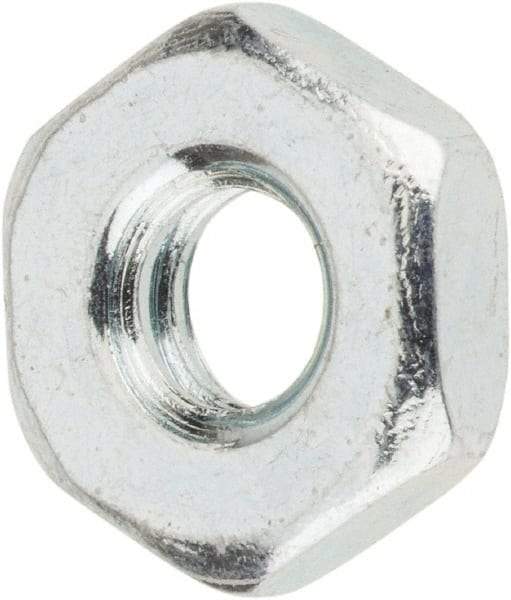 Value Collection - #10-24 UNC Steel Right Hand Machine Screw Hex Nut - 3/8" Across Flats, 1/8" High, Zinc-Plated Finish - USA Tool & Supply