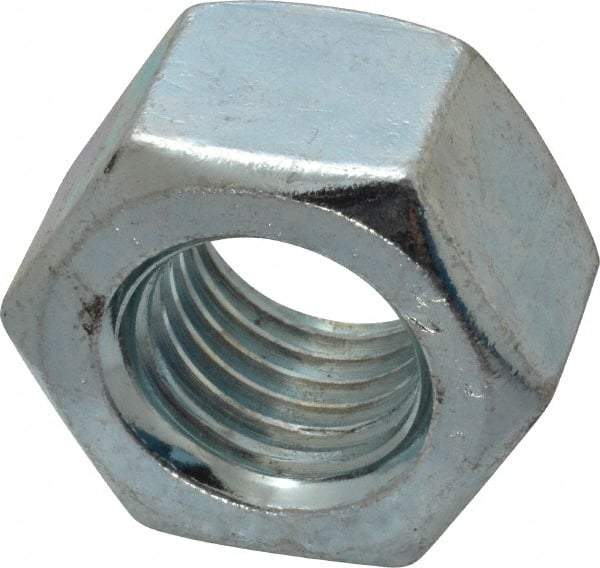 Value Collection - 1-8 UNC Steel Right Hand Heavy Hex Nut - 1-5/8" Across Flats, 0.9844" High, Zinc-Plated Finish - USA Tool & Supply