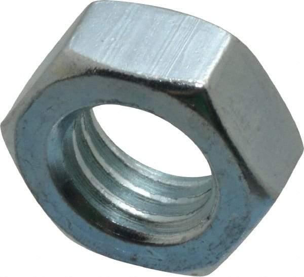 Value Collection - 1/2-13 UNC Steel Right Hand Hex Jam Nut - 3/4" Across Flats, 5/16" High, Zinc-Plated Finish - USA Tool & Supply