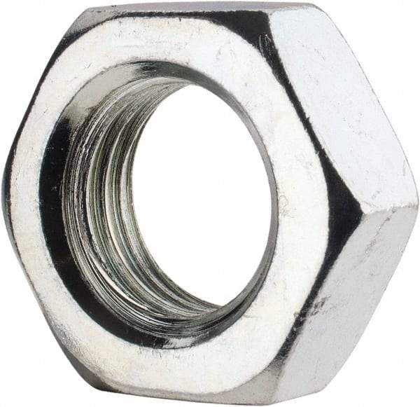 Value Collection - 7/8-9 UNC Steel Right Hand Hex Jam Nut - 1-5/16" Across Flats, 0.4844" High, Zinc-Plated Finish - USA Tool & Supply