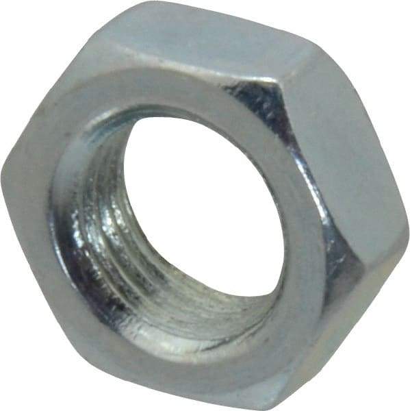 Value Collection - 3/8-24 UNF Steel Right Hand Hex Jam Nut - 9/16" Across Flats, 0.2188" High, Zinc-Plated Finish - USA Tool & Supply