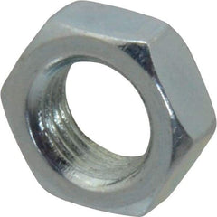 Value Collection - 3/8-24 UNF Steel Right Hand Hex Jam Nut - 9/16" Across Flats, 0.2188" High, Zinc-Plated Finish - USA Tool & Supply
