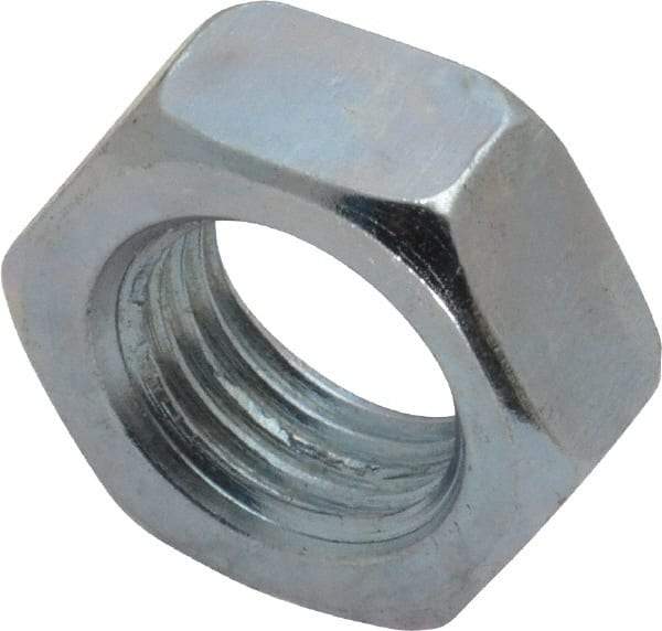 Value Collection - 1/2-20 UNF Steel Right Hand Hex Jam Nut - 3/4" Across Flats, 5/16" High, Zinc-Plated Finish - USA Tool & Supply