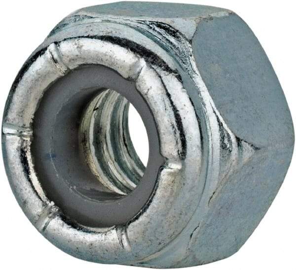 Value Collection - 1/4-20 UNC Grade 2 Hex Lock Nut with Nylon Insert - 7/16" Width Across Flats, 19/64" High, Zinc-Plated Finish - USA Tool & Supply