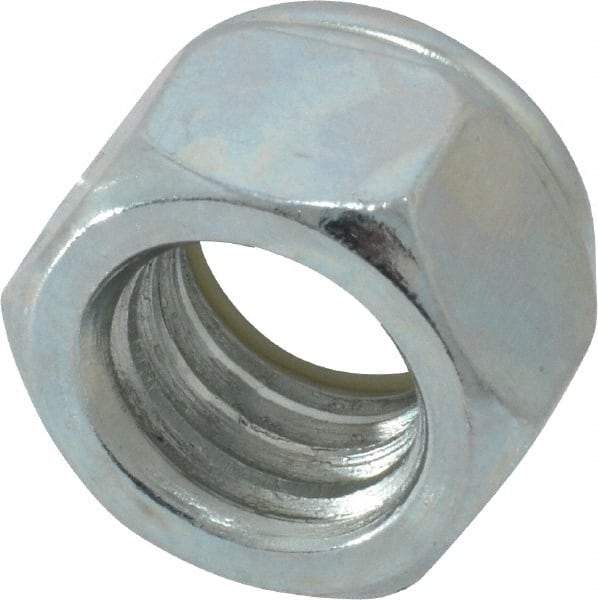 Value Collection - 7/16-14 UNC Grade 2 Hex Lock Nut with Nylon Insert - 11/16" Width Across Flats, 15/32" High, Zinc-Plated Finish - USA Tool & Supply