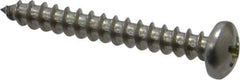 Value Collection - #10 Pan Head Phillips Sheet Metal Screw - Stainless Steel, 1-1/2" Length Under Head, Grade 18-8 - USA Tool & Supply