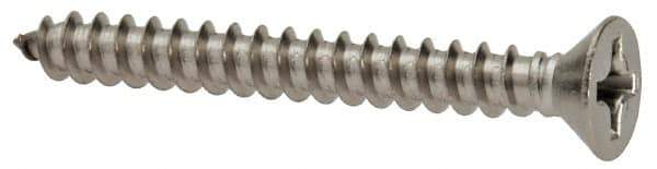 Value Collection - #10 Flat Head Phillips Sheet Metal Screw - Stainless Steel, 1/2" OAL, Grade 18-8 - USA Tool & Supply