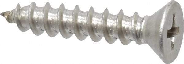 Value Collection - #10 Flat Head Phillips Sheet Metal Screw - Stainless Steel, 1" OAL, Grade 18-8 - USA Tool & Supply