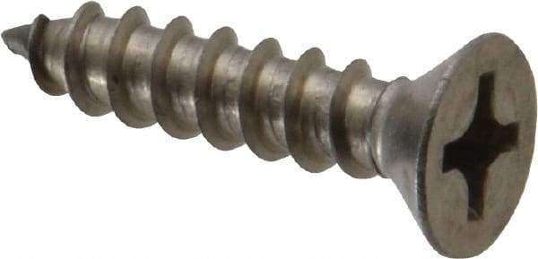 Value Collection - #12 Flat Head Phillips Sheet Metal Screw - Stainless Steel, 1" OAL, Grade 18-8 - USA Tool & Supply