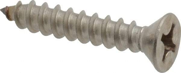 Value Collection - #12 Flat Head Phillips Sheet Metal Screw - Stainless Steel, 1-1/4" OAL, Grade 18-8 - USA Tool & Supply
