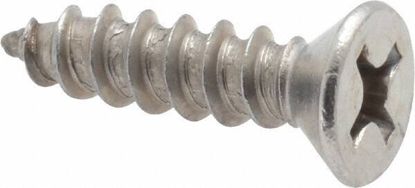 Value Collection - #14 Flat Head Phillips Sheet Metal Screw - Stainless Steel, 1" OAL, Grade 18-8 - USA Tool & Supply