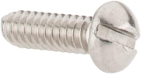 Value Collection - #4-40 UNC, 3/8" Length Under Head Slotted Drive Machine Screw - Round Head, Grade 18-8 Stainless Steel, Uncoated, Without Washer - USA Tool & Supply