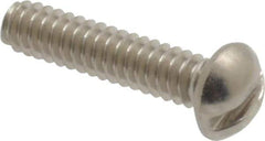 Value Collection - #4-40 UNC, 1/2" Length Under Head Slotted Drive Machine Screw - Round Head, Grade 18-8 Stainless Steel, Uncoated, Without Washer - USA Tool & Supply