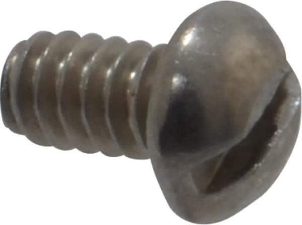 Value Collection - #6-32 UNC, 1/4" Length Under Head Slotted Drive Machine Screw - Round Head, Grade 18-8 Stainless Steel, Uncoated, Without Washer - USA Tool & Supply