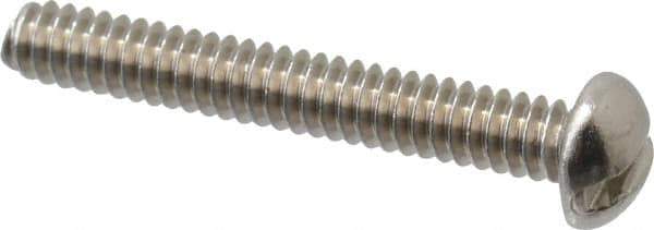 Value Collection - #6-32 UNC, 1" Length Under Head Slotted Drive Machine Screw - Round Head, Grade 18-8 Stainless Steel, Uncoated, Without Washer - USA Tool & Supply