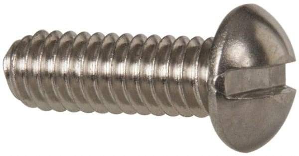 Value Collection - #8-32 UNC, 1/2" Length Under Head Slotted Drive Machine Screw - Round Head, Grade 18-8 Stainless Steel, Uncoated, Without Washer - USA Tool & Supply