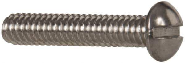 Value Collection - #8-32 UNC, 7/8" Length Under Head Slotted Drive Machine Screw - Round Head, Grade 18-8 Stainless Steel, Uncoated, Without Washer - USA Tool & Supply