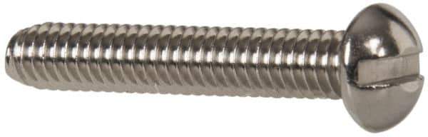 Value Collection - #8-32 UNC, 1" Length Under Head Slotted Drive Machine Screw - Round Head, Grade 18-8 Stainless Steel, Uncoated, Without Washer - USA Tool & Supply