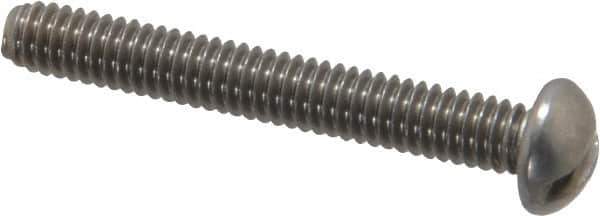 Value Collection - #8-32 UNC, 1-1/4" Length Under Head Slotted Drive Machine Screw - Round Head, Grade 18-8 Stainless Steel, Uncoated, Without Washer - USA Tool & Supply