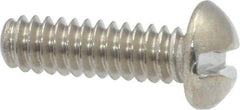 Value Collection - #10-24 UNC, 5/8" Length Under Head Slotted Drive Machine Screw - Round Head, Grade 18-8 Stainless Steel, Uncoated, Without Washer - USA Tool & Supply