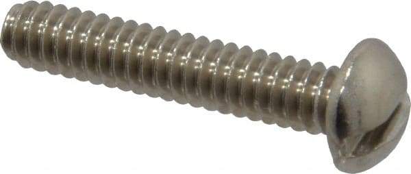 Value Collection - #10-24 UNC, 1" Length Under Head Slotted Drive Machine Screw - Round Head, Grade 18-8 Stainless Steel, Uncoated, Without Washer - USA Tool & Supply