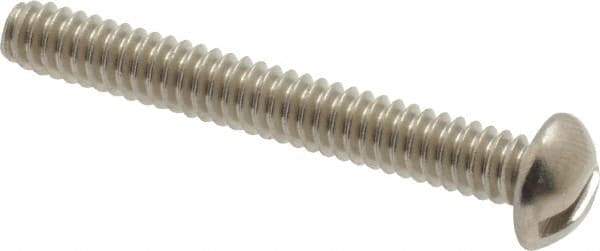 Value Collection - #10-24 UNC, 1-1/2" Length Under Head Slotted Drive Machine Screw - Round Head, Grade 18-8 Stainless Steel, Uncoated, Without Washer - USA Tool & Supply