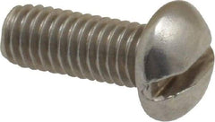 Value Collection - #10-32 UNF, 1/2" Length Under Head Slotted Drive Machine Screw - Round Head, Grade 18-8 Stainless Steel, Uncoated, Without Washer - USA Tool & Supply
