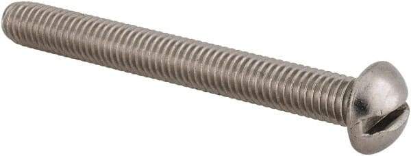 Value Collection - #10-32 UNF, 1-3/4" Length Under Head Slotted Drive Machine Screw - Round Head, Grade 18-8 Stainless Steel, Uncoated, Without Washer - USA Tool & Supply