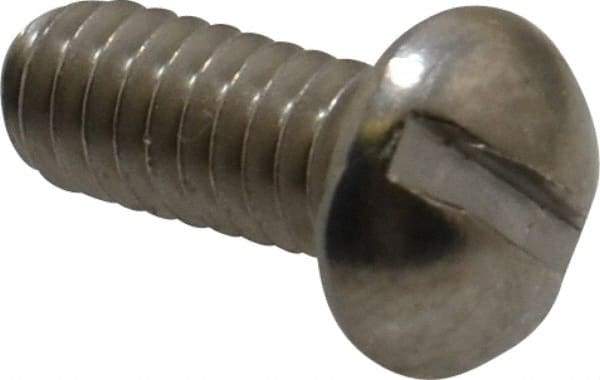 Value Collection - 1/4-20 UNC, 5/8" Length Under Head Slotted Drive Machine Screw - Round Head, Grade 18-8 Stainless Steel, Uncoated, Without Washer - USA Tool & Supply
