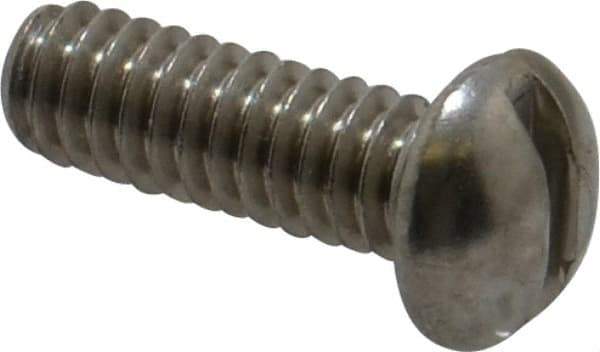 Value Collection - 1/4-20 UNC, 3/4" Length Under Head Slotted Drive Machine Screw - Round Head, Grade 18-8 Stainless Steel, Without Washer - USA Tool & Supply