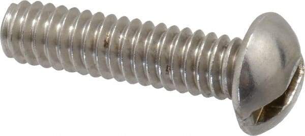 Value Collection - 1/4-20 UNC, 1" Length Under Head Slotted Drive Machine Screw - Round Head, Grade 18-8 Stainless Steel, Uncoated, Without Washer - USA Tool & Supply