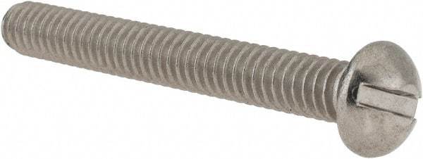 Value Collection - 1/4-20 UNC, 2" Length Under Head Slotted Drive Machine Screw - Round Head, Grade 18-8 Stainless Steel, Uncoated, Without Washer - USA Tool & Supply