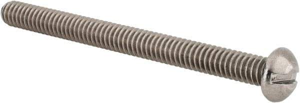 Value Collection - 1/4-20 UNC, 3" Length Under Head Slotted Drive Machine Screw - Round Head, Grade 18-8 Stainless Steel, Uncoated, Without Washer - USA Tool & Supply