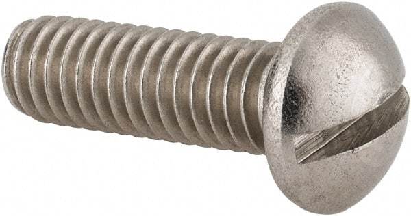 Value Collection - 5/16-18 UNC, 1" Length Under Head Slotted Drive Machine Screw - Round Head, Grade 18-8 Stainless Steel, Uncoated, Without Washer - USA Tool & Supply